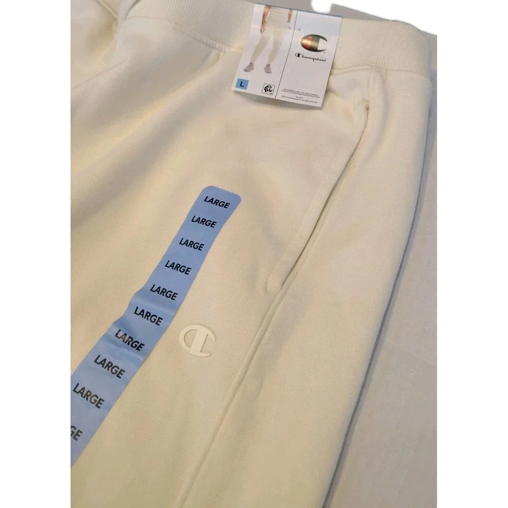 Champion Men's Warm Soft Fleece Side Pockets Drawcord‎ Jogger Large Natural